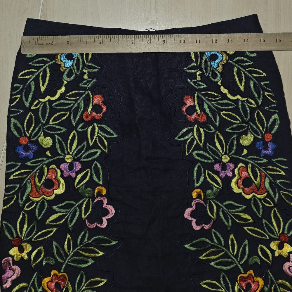 Moulinette Soeurs Navy Skirt with Colorful Floral Embroidery - Picture 4 of 6